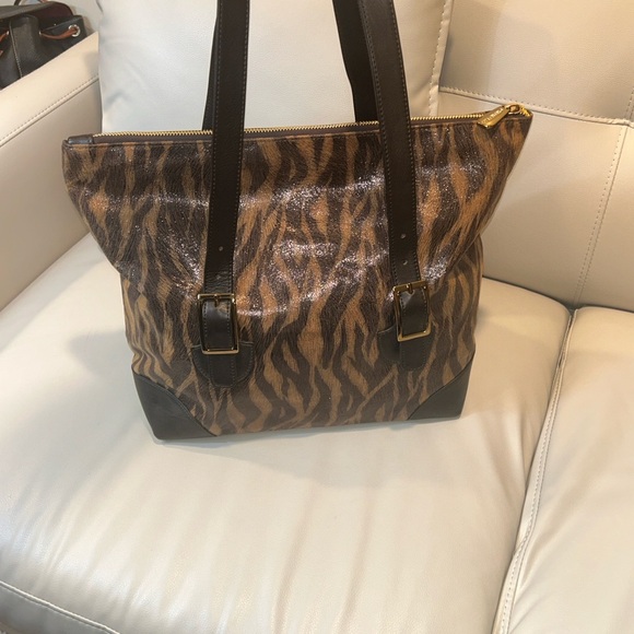 Mario Valentino Albina by Mario Leather Zebra Print Tote Bag - Picture 4 of 17